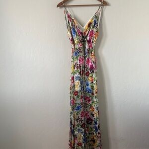 Alice + Olivia Floral Spaghetti-Strap Maxi Dress in White Multicolor